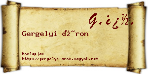 Gergelyi Áron névjegykártya